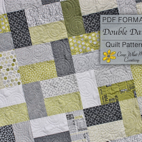 Lap Quilt Pattern, PDF Quilt Pattern, Layer Cake Quilt Pattern, Double Dare, Easy Quilt Pattern, Baby Quilt Pattern, Beginner Quilt Pattern