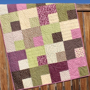 Purple Baby Girl Quilt, Prints Charming Baby Quilt, Purple Crib Quilt, Prints Charming, Handmade Baby Quilt, Purple Green Cream Brown, Moda