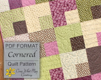 Baby Quilt Pattern, Layer Cake Quilt Pattern, Cornered Baby Quilt Pattern, Lap Quilt Pattern, Beginner Quilt Pattern, Easy Quilt Pattern