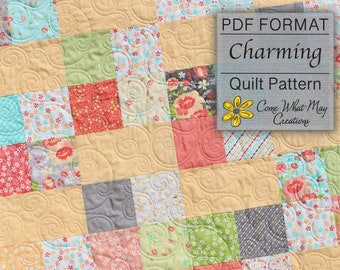 Baby Quilt Pattern, Charm Pack Quilt Pattern, Charming, Lap Quilt Pattern, Beginner Quilt Pattern, Easy Quilt Pattern, PDF Pattern, Basic