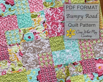 Baby Quilt Pattern, Layer Cake Quilt Pattern, Basic Quilt Pattern, Bumpy Road, Lap Quilt Pattern, Beginner Quilt Pattern, Easy Quilt Pattern