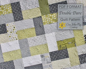Lap Quilt Pattern, PDF Quilt Pattern, Layer Cake Quilt Pattern, Double Dare, Easy Quilt Pattern, Baby Quilt Pattern, Beginner Quilt Pattern