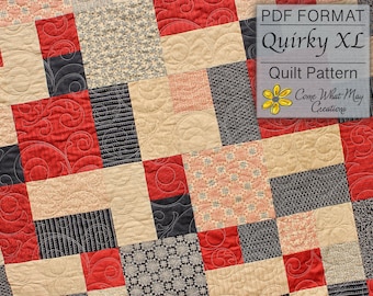 Lap Quilt Pattern, Layer Cake Quilt Pattern, Baby Quilt Pattern, Beginner Quilt Pattern, Easy Quilt Pattern, PDF Quilt Pattern, Quirky XL