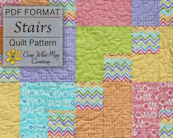 Baby Quilt Pattern, Lap Quilt Pattern, Easy Baby Quilt Pattern, Quick Quilt Pattern, Beginner Quilt Pattern, Easy Quilt Pattern, Stairs