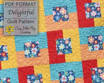 Quilt Pattern, Lap Quilt Pattern, Baby Quilt Pattern, Beginner Quilt Pattern, Easy Quilt Pattern, Digital Quilt Pattern, Basic, Delightful