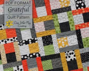 Lap Quilt Pattern, Baby Quilt Pattern, Layer Cake Quilt Pattern, Easy Quilt Pattern, PDF Quilt Pattern, Beginner Quilt Pattern, Grateful