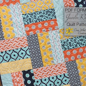 Baby Quilt Pattern, Lap Quilt Pattern, Jumbo Rails Baby Quilt Pattern, Rail Fence Quilt Pattern, Beginner Quilt Pattern, Easy Quilt Pattern image 1