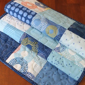 Blue Table Runner, Quilted Table Runner, Modern Table Runner, Navy Blue Table Runner