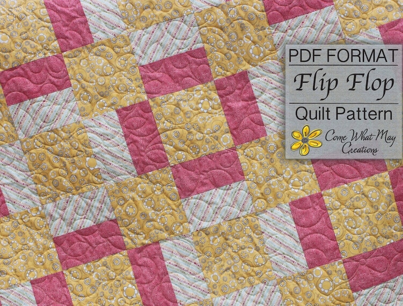 Baby Quilt Pattern, Digital Quilt Pattern, Flip Flop Baby Quilt Pattern, Square Baby Quilt Pattern, Beginner Quilt Pattern, Easy Pattern image 1