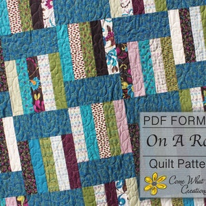 Lap Quilt Pattern, Jelly Roll Quilt Pattern, Baby Quilt Pattern, Beginner Quilt Pattern, Strip Quilt, PDF, Easy Quilt Pattern, On A Roll