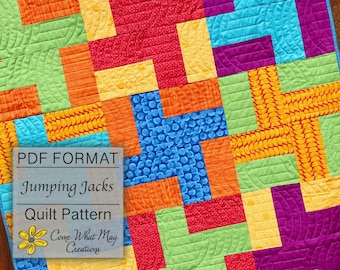 Baby Quilt Pattern, Lap Quilt Pattern, Fat Quarter Quilt Pattern, Beginner Quilt Pattern, Easy Quilt Pattern, Fast Pattern, Jumping Jacks