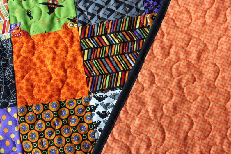 Quilted Halloween Centerpiece Quilted Orange Table Runner Halloween Table Runner Halloween Decoration Handmade Moda Midnight Masquerade