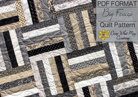 Big Fences Pattern, Lap Quilt Pattern, Beginner Quilt Pattern, Baby Quilt Pattern, Jelly Roll Pattern, Basic Pattern, Strip Quilt Pattern