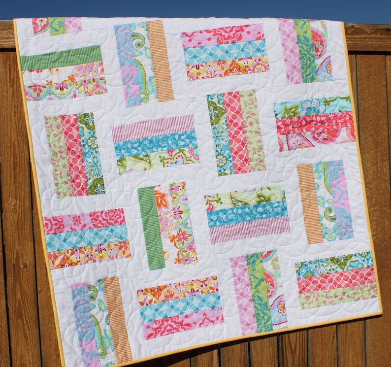 Baby Quilt Pattern, Jelly Roll Quilt Pattern, Lap Quilt Pattern, Beginner Quilt Pattern, Strip Quilt, Easy Quilt Pattern, Splendid, Basic image 2