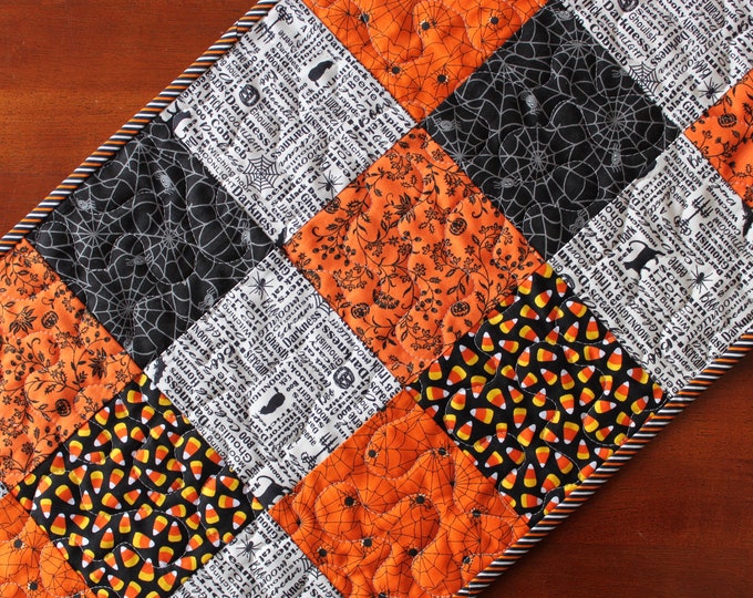 Halloween Table Runner, Candy Corn Table Runner, Quilted Halloween ...