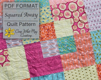 Baby Quilt Pattern, Layer Cake Quilt Pattern, Squared Away Baby Quilt Pattern, Lap Quilt Pattern, Beginner Quilt Pattern, Easy Quilt Pattern