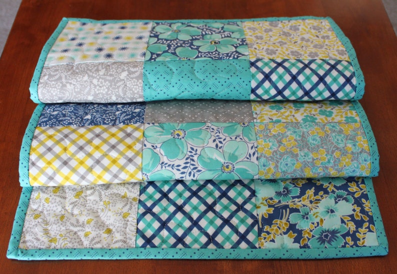 Spring Table Runner Aqua Table Runner Navy Blue Table Etsy