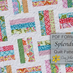 Baby Quilt Pattern, Jelly Roll Quilt Pattern, Lap Quilt Pattern, Beginner Quilt Pattern, Strip Quilt, Easy Quilt Pattern, Splendid, Basic image 1