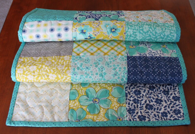 Spring Table Runner Aqua Table Runner Navy Blue Table Etsy