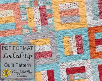 Baby Quilt Pattern, Jelly Roll Quilt Pattern, Lap Quilt Pattern, Beginner Quilt Pattern, Strip Quilt, PDF, Easy Quilt Pattern, Locked Up