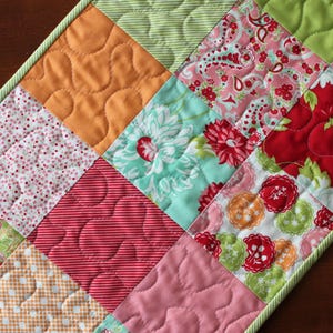 Spring Table Runner, Easter Table Runner, Aqua Table Runner, Floral, Orange Aqua Pink Table Runner
