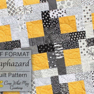Baby Quilt Pattern, Lap Quilt Pattern, Scrap Quilt Pattern, Digital Quilt Pattern, Fat Quarter Pattern, Black and White Quilt, Haphazard