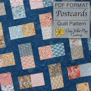 Lap Quilt Pattern, Baby Quilt Pattern, Charm Pack Quilt Pattern, Easy Quilt Pattern, PDF Quilt Pattern, Beginner Quilt Pattern, Postcards image 1