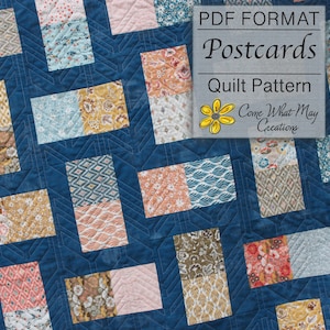 Lap Quilt Pattern, Baby Quilt Pattern, Charm Pack Quilt Pattern, Easy Quilt Pattern, PDF Quilt Pattern, Beginner Quilt Pattern, Postcards image 1