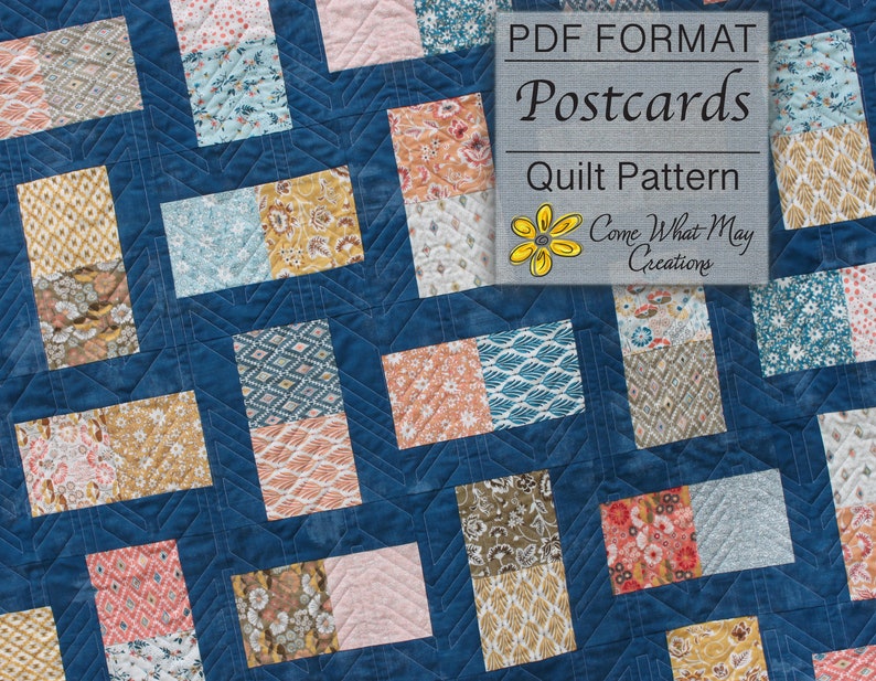 Lap Quilt Pattern, Baby Quilt Pattern, Charm Pack Quilt Pattern, Easy Quilt Pattern, PDF Quilt Pattern, Beginner Quilt Pattern, Postcards image 1