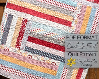 Baby Quilt Pattern, Jelly Roll Quilt Pattern, Back & Forth Baby Quilt Pattern, Lap Quilt Pattern, Beginner Quilt Pattern, Strip Quilt, PDF