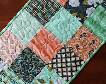 Green Table Runner, Floral Table Runner, Peach Table Runner, Goldenrod, Quilted Navy Blue Table Runner, Mint Green