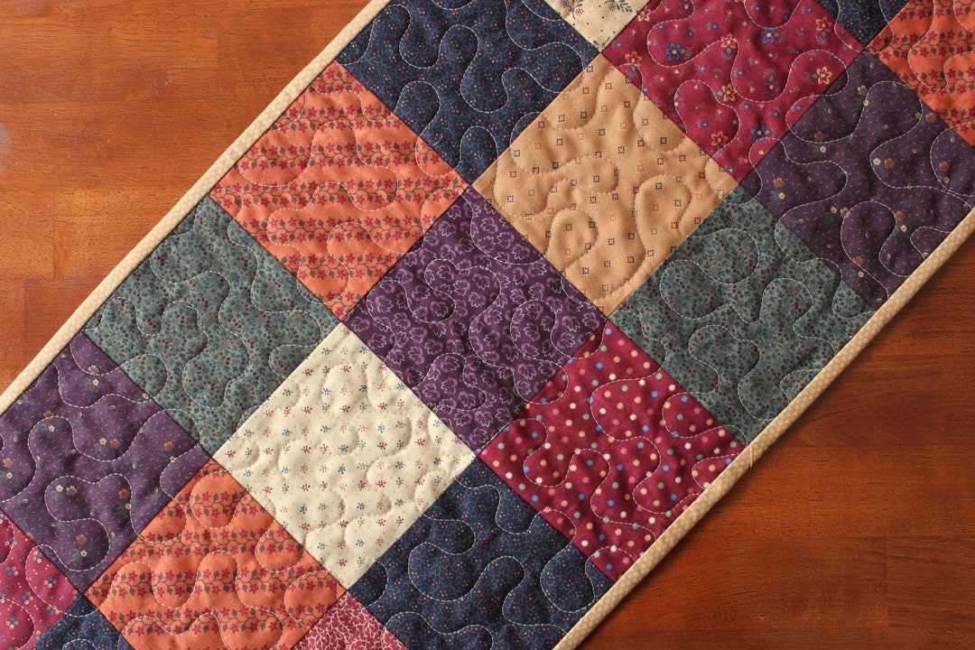 Kansas Troubles Table Runner, Quilted Table Runner, Deep Red Table