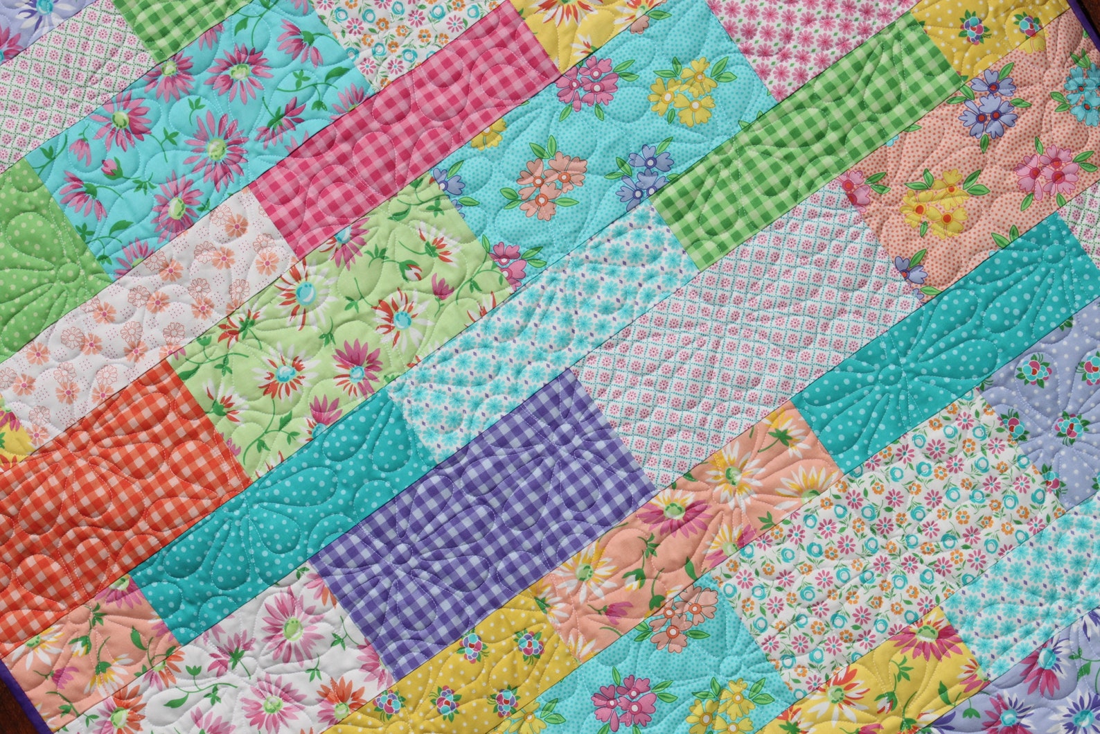 Purple Baby Girl Quilt Floral Baby Quilt Baby Girl Crib Etsy