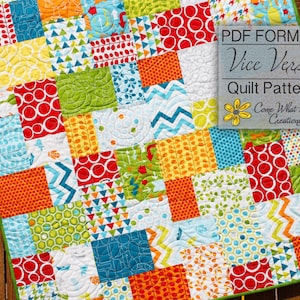 Baby Quilt Pattern, Layer Cake Quilt Pattern, Vice Versa Baby Quilt Pattern, Lap Quilt Pattern, Beginner Quilt Pattern, Easy Quilt Pattern