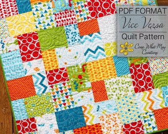 Baby Quilt Patroon, Layer Cake Quilt Patroon, Vice Versa Baby Quilt Patroon, Lap Quilt Patroon, Beginner Quilt Patroon, Eenvoudig Quilt Patroon