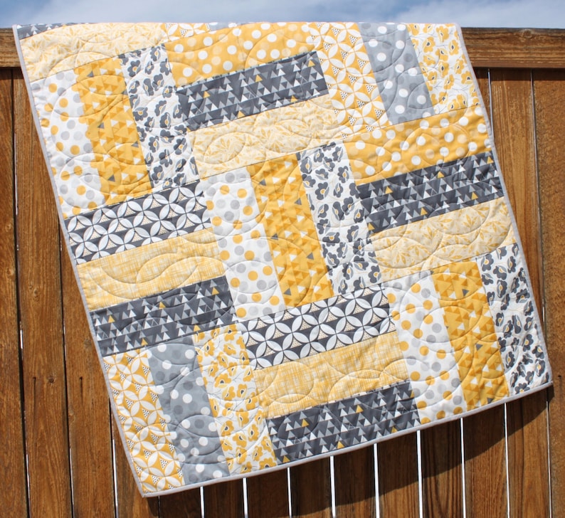 Baby Quilt Pattern, Lap Quilt Pattern, Jumbo Rails Baby Quilt Pattern, Rail Fence Quilt Pattern, Beginner Quilt Pattern, Easy Quilt Pattern image 3