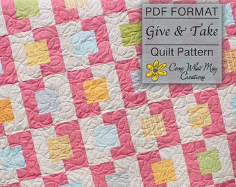 Quilt Pattern, Lap Quilt Pattern, Baby Quilt Pattern, Charm Pack Quilt Pattern, Beginner Quilt Pattern, Easy Quilt Pattern, Give and Take