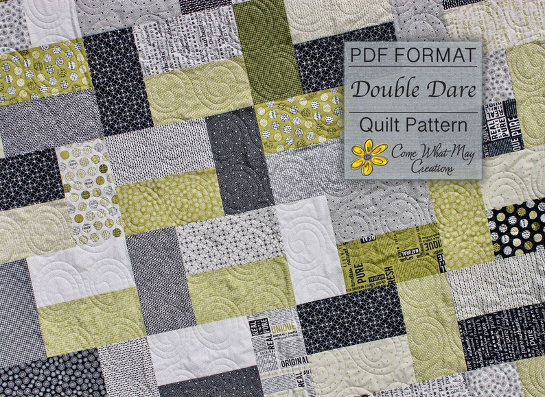 Lap Quilt Pattern, PDF Quilt Pattern, Layer Cake Quilt Pattern, Double Dare, Easy Quilt Pattern, Baby Quilt Pattern, Beginner Quilt Pattern image 1