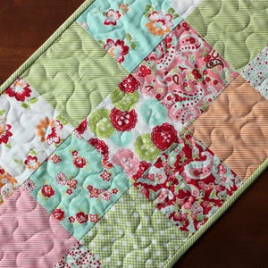 Easter Table Runner, Spring Table Runner, Aqua Table Runner, Floral, Orange Aqua Pink Table Runner