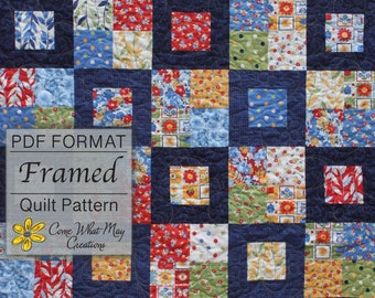 Baby Quilt Pattern, Charm Pack Quilt Pattern, Framed, Lap Quilt Pattern, Beginner Quilt Pattern, Easy Quilt Pattern, PDF Pattern, Basic Fast