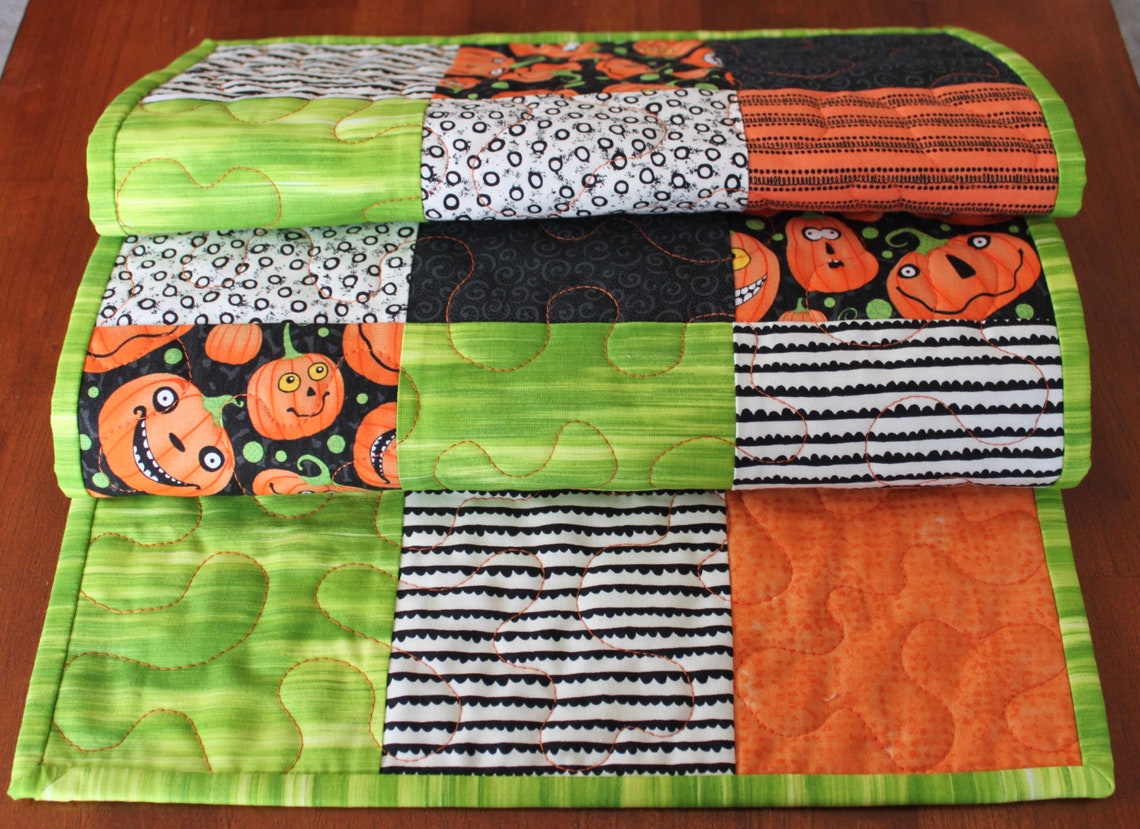 Pumpkin Table Runner Halloween Table Runner Halloween Table Etsy