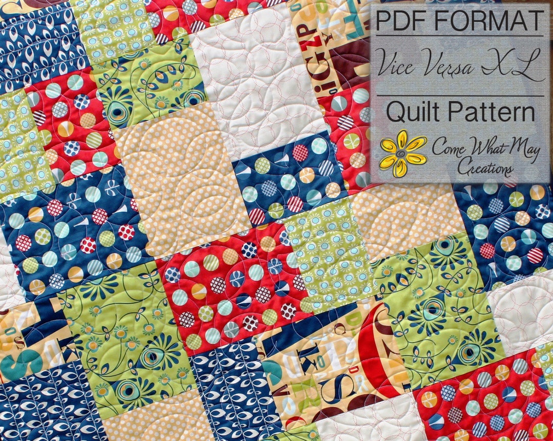 Fat Quarter Quilt Pattern, Vice Versa Baby Quilt Pattern, Lap Quilt