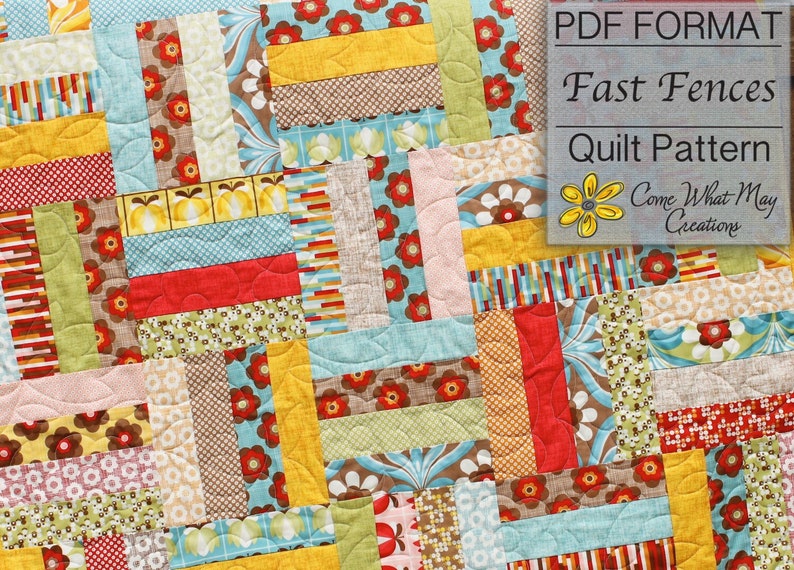 Rail Fence Pattern Lap Quilt Pattern PDF Baby Quilt Pattern Etsy