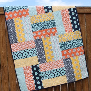 Baby Quilt Pattern, Lap Quilt Pattern, Jumbo Rails Baby Quilt Pattern, Rail Fence Quilt Pattern, Beginner Quilt Pattern, Easy Quilt Pattern image 2