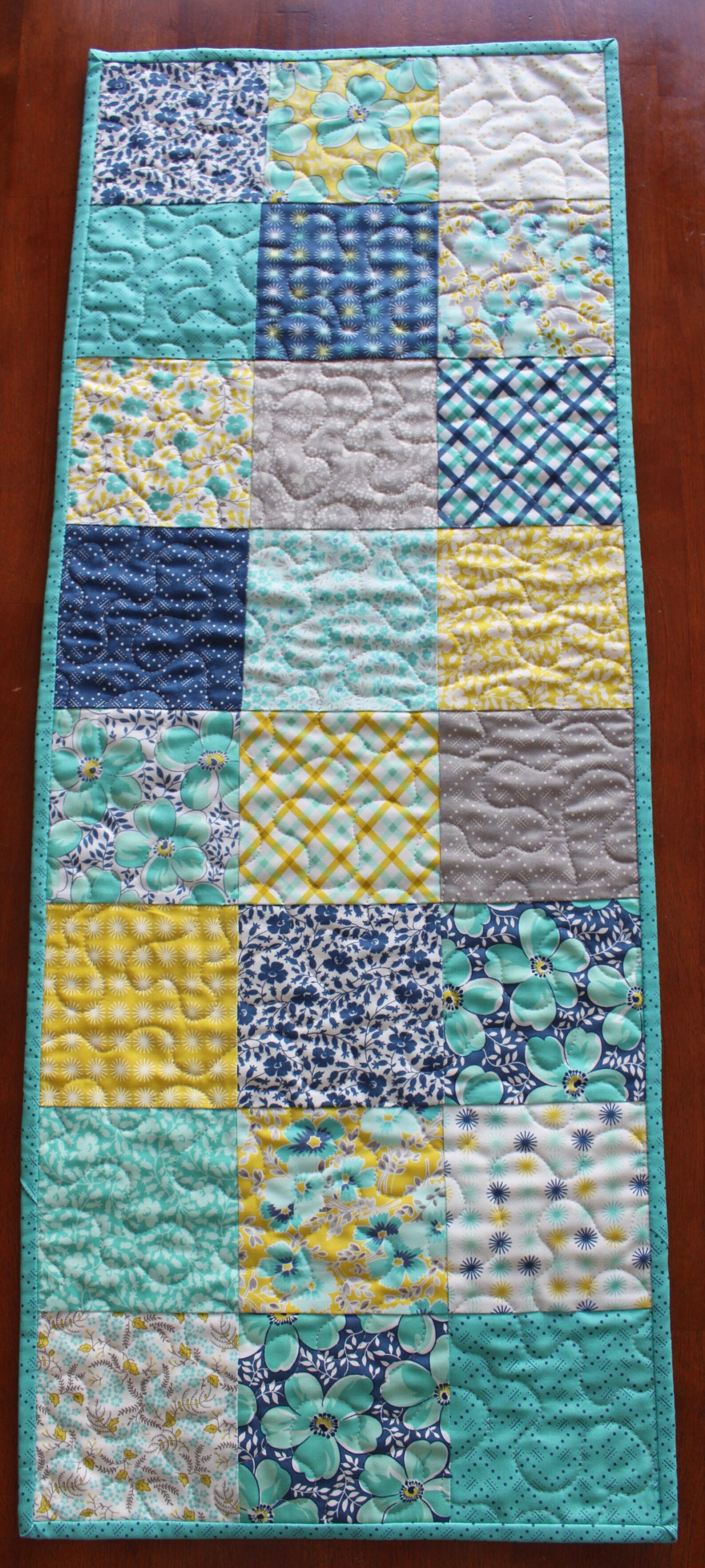 Spring Table Runner Aqua Table Runner Navy Blue Table Etsy