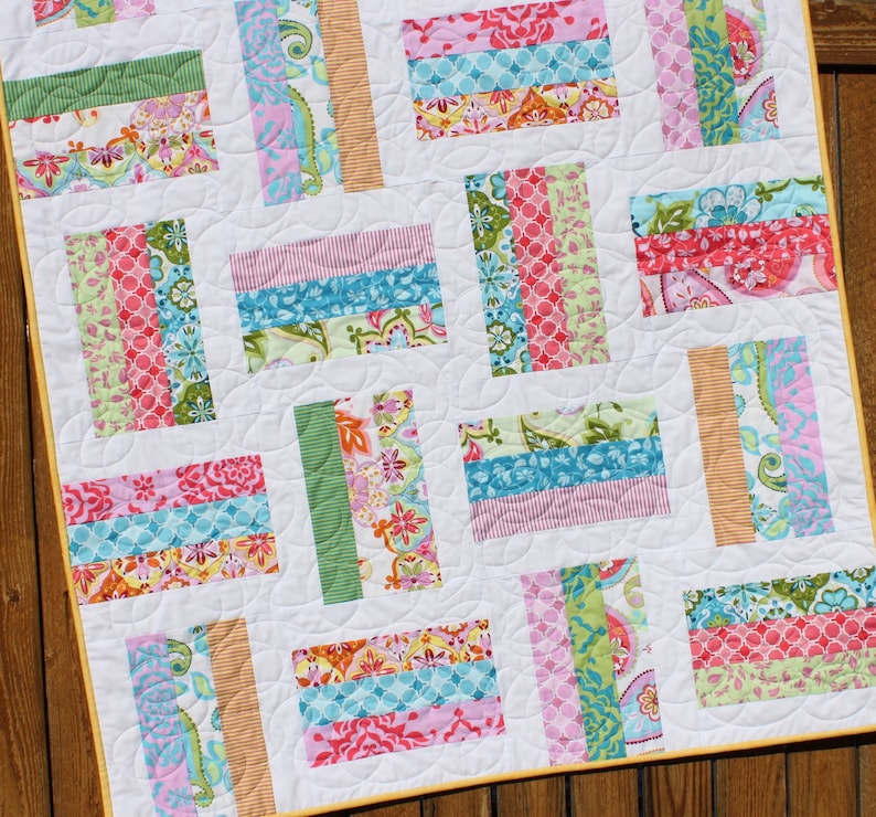 Baby Quilt Pattern, Jelly Roll Quilt Pattern, Lap Quilt Pattern, Beginner Quilt Pattern, Strip Quilt, Easy Quilt Pattern, Splendid, Basic image 3