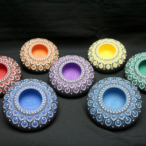 7-Chakras Tealight Candle Holder Set of 7, Mandala Dot Art Painted