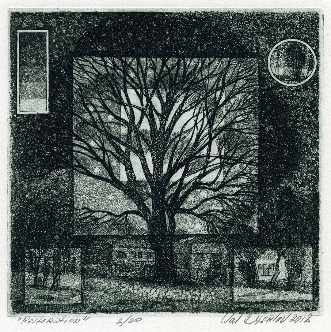 Restoration Original Signed Etching Print on Paper, Numbered 2 of