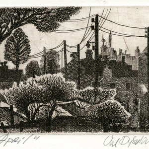 April Original Signed Etching print on paper, numbered 8 of an edition of 20, contemporary New Jersey artist of European background