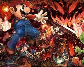 Smash Brothers Ultimate In game Complete Mural Poster